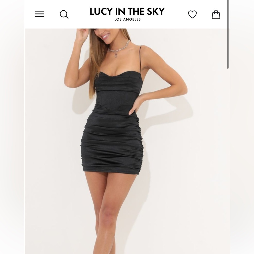 Elegant Lucy In the Sky Black Ruched Mini Dress